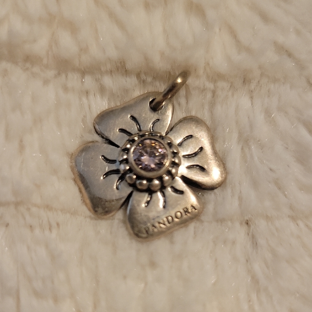 Pandora Sterling Silver Pink Daisy Clasp Opener Charm